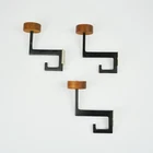 3 Vintage Wardrobe Hooks Wall Hooks Coat Hooks Metal & Teakholz Teak