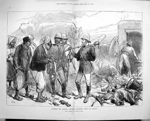Original Old Antique Print 1879 General Samuel Browne Fort Ali Musjid War 0 19th