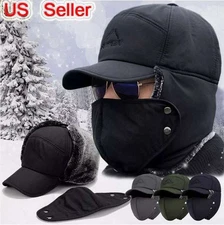 Men Winter Aviator Trapper Hat Warm Ear Flap Snow Ski Elmer Face Mask Hood Cap