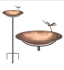 Good Directions Copper Bird Bath Patina Dragonfly