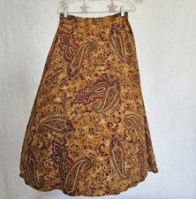 Liz Claiborne Collection Size 12 Vintage 100 Silk Floral Paisley Maxi Skirt 90s