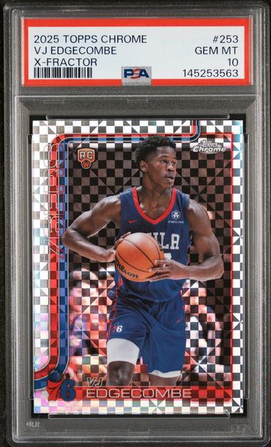 2025 Topps Chrome VJ Edgecombe X-Fractor RC Rookie #253 PSA 10 GEM MINT 76ers