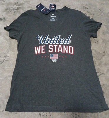 Fanatics Heather Charcoal Team USA Victory V-Neck T-Shirt Women's Size Small 