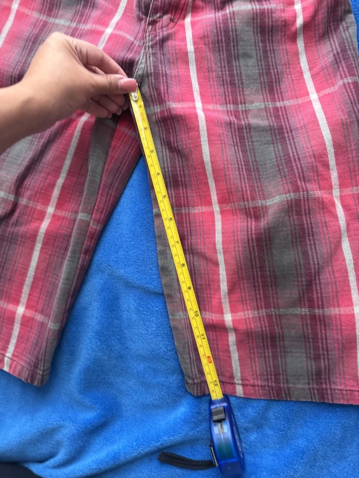 VTG 90s Boys 16 26 Waist Union Bay Red Plaid Long Shorts Jorts Skater Streetwear - Image 4 of 4
