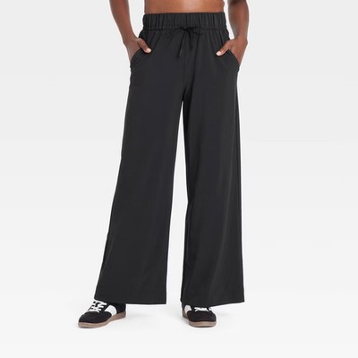 Women Active Light High-Rise Wide Leg Pants - All In Motion Black