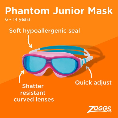 Zoggs Schwimmbrille Junior Maske Phantom Anti Beschlag UV Schutz bequem - Bild 3 von 5