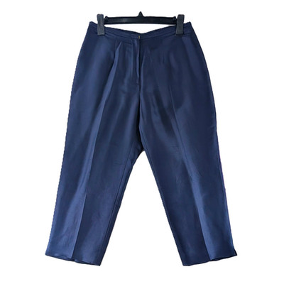 LRL Ralph Lauren Crop Silk Pants Womens Size 10P Capri Navy Preppy Heritage