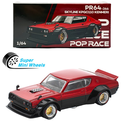 Pop Race 1:64 Nissan Skyline KPGC110 Kenmeri Red/Black #266