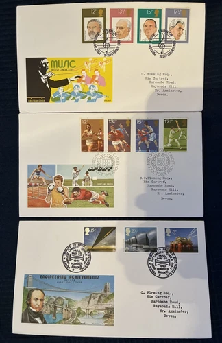 GB unusual PHILART Job Lot of 35 commem FDC's 1978-88. SEE PHOTOS