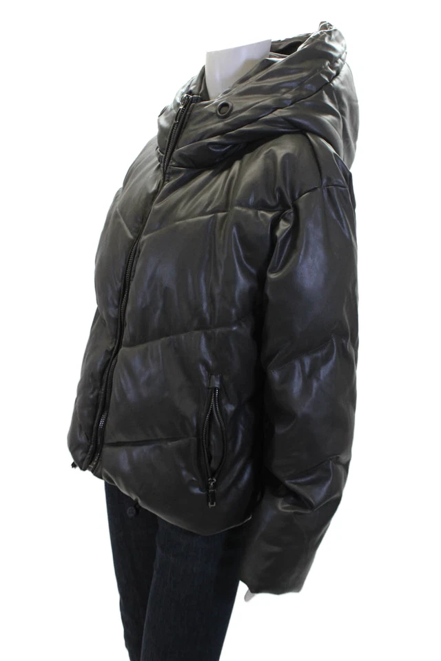 Chaqueta acolchada Love Token para mujer manga larga cremallera completa capucha gris carbón talla L Foto 2 de 4