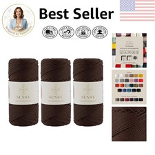 Durable Twisted Macrame Cord - 3 Skeins of 1.5mm Brown Rope for Crafters