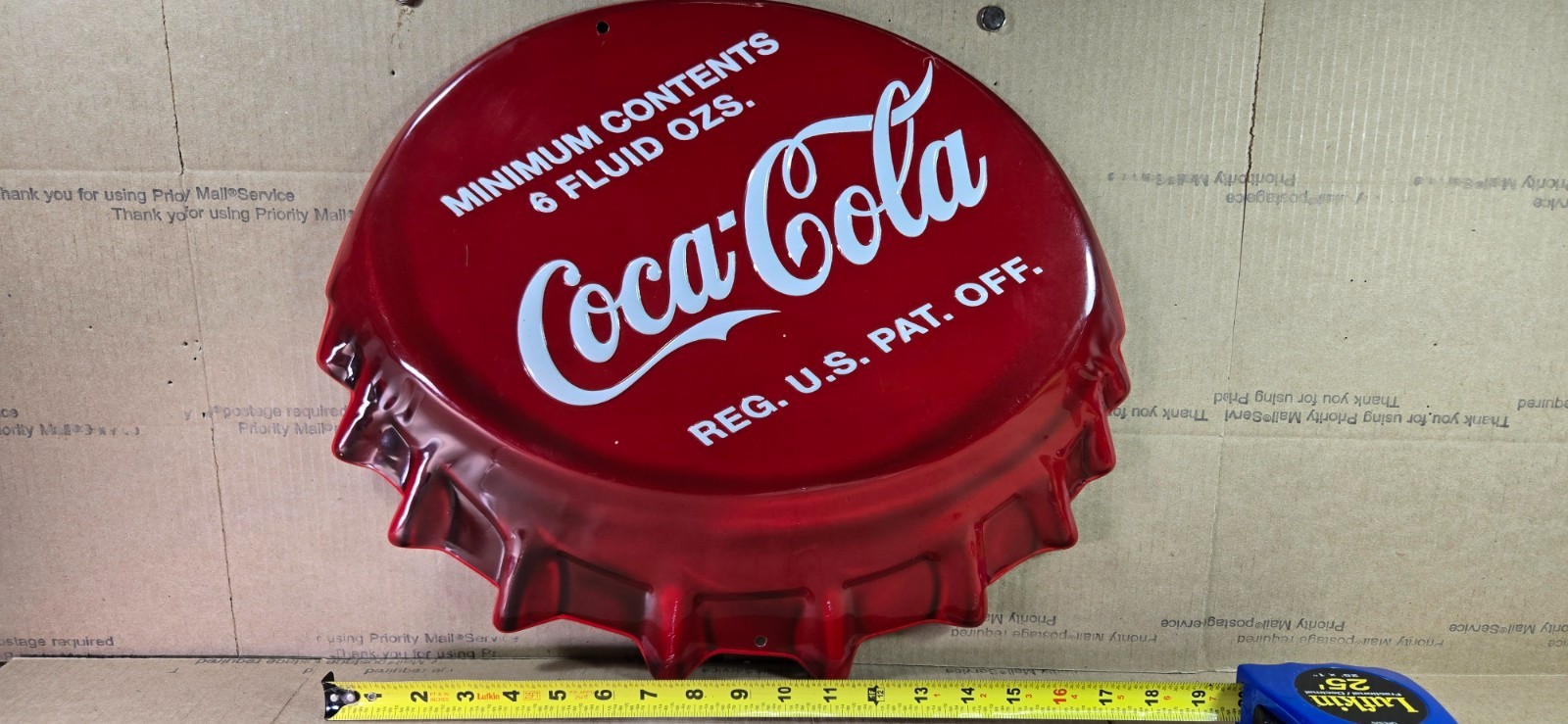 Metal Red Coca Cola Bottle Cap Sign