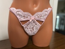 Victoria  s Secret For Love  Lemons Creamsicle Pink Thong Panty, Size Medium