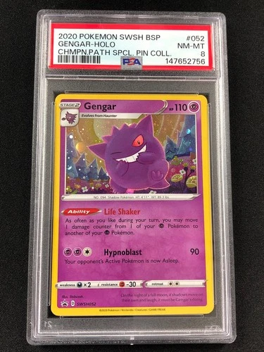 Pokemon 2020 Gengar Black Star Holo SWSH052 PSA 8