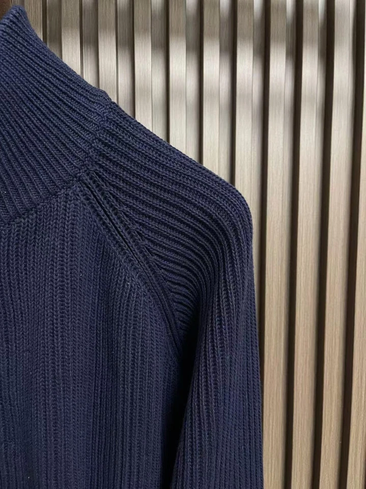 Brunello Cucinelli Minimalist Men's Wool Zipper Long-Sleeve Sweater Jacket Black - Image 3 of 4