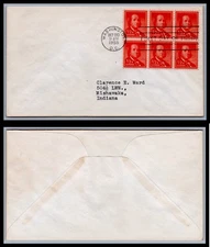 US FDC # 1030 1/2c Franklin  none 6 block  1955, 9Q1314
