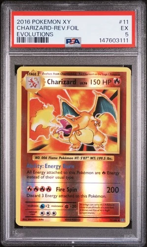 2016 POKEMON XY EVOLUTIONS #11 CHARIZARD-REVERSE FOIL PSA 5