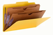 Smead 19084 Yellow Pressboard Classification Folders With Pocket-style Dividers