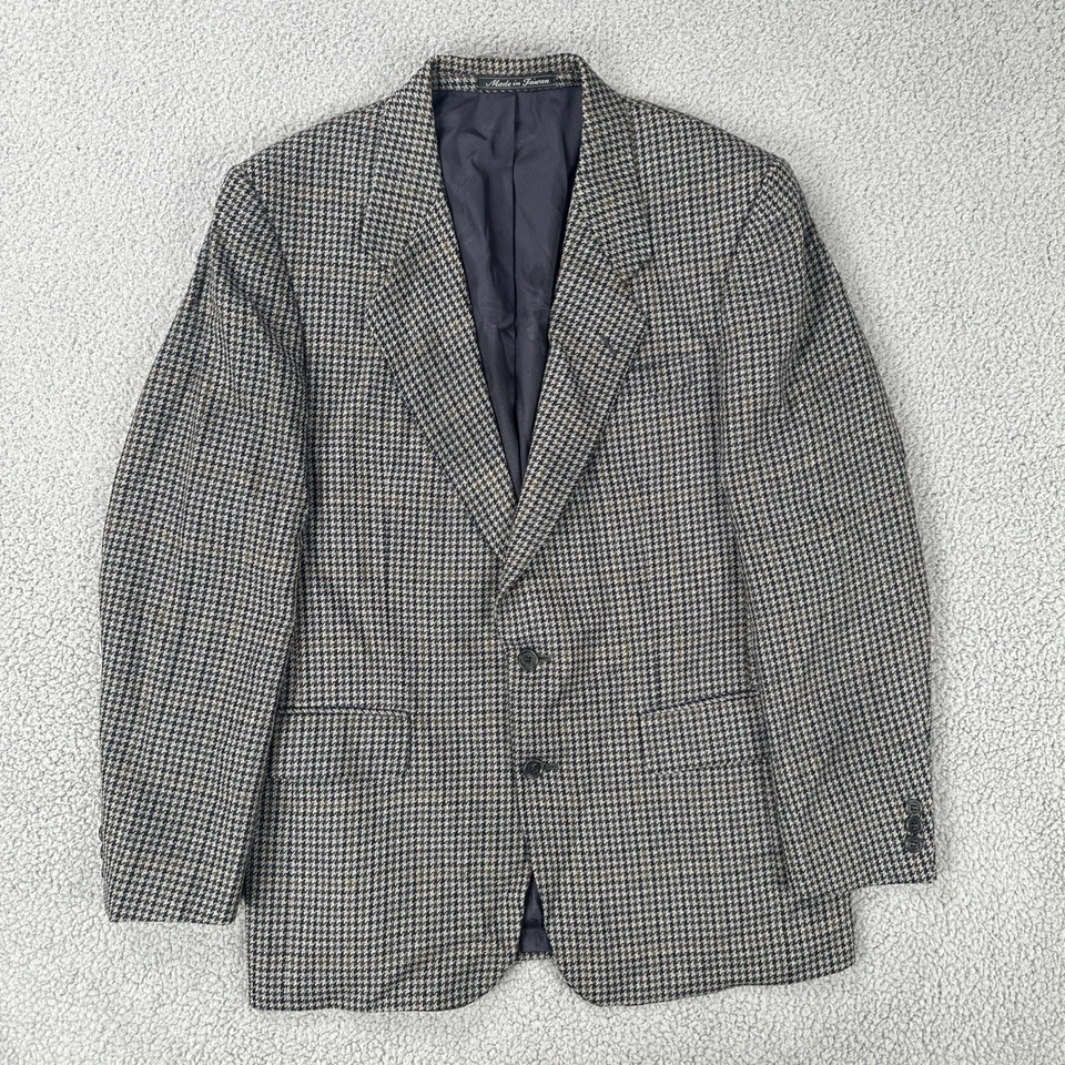 VTG Pierre Balmai Tweed Wool Blazer Men 40R Multicolor Houndstooth Jacket - Image 2 of 4