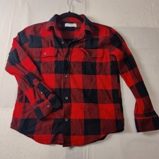 Old Navy Black and Red Buffalo Plaid Button Down Flannel Shirt Kids Siz L 10-12