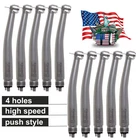 10pcs Dental High Speed Turbine Push Button Type Handpiece 4 hole NSK Style