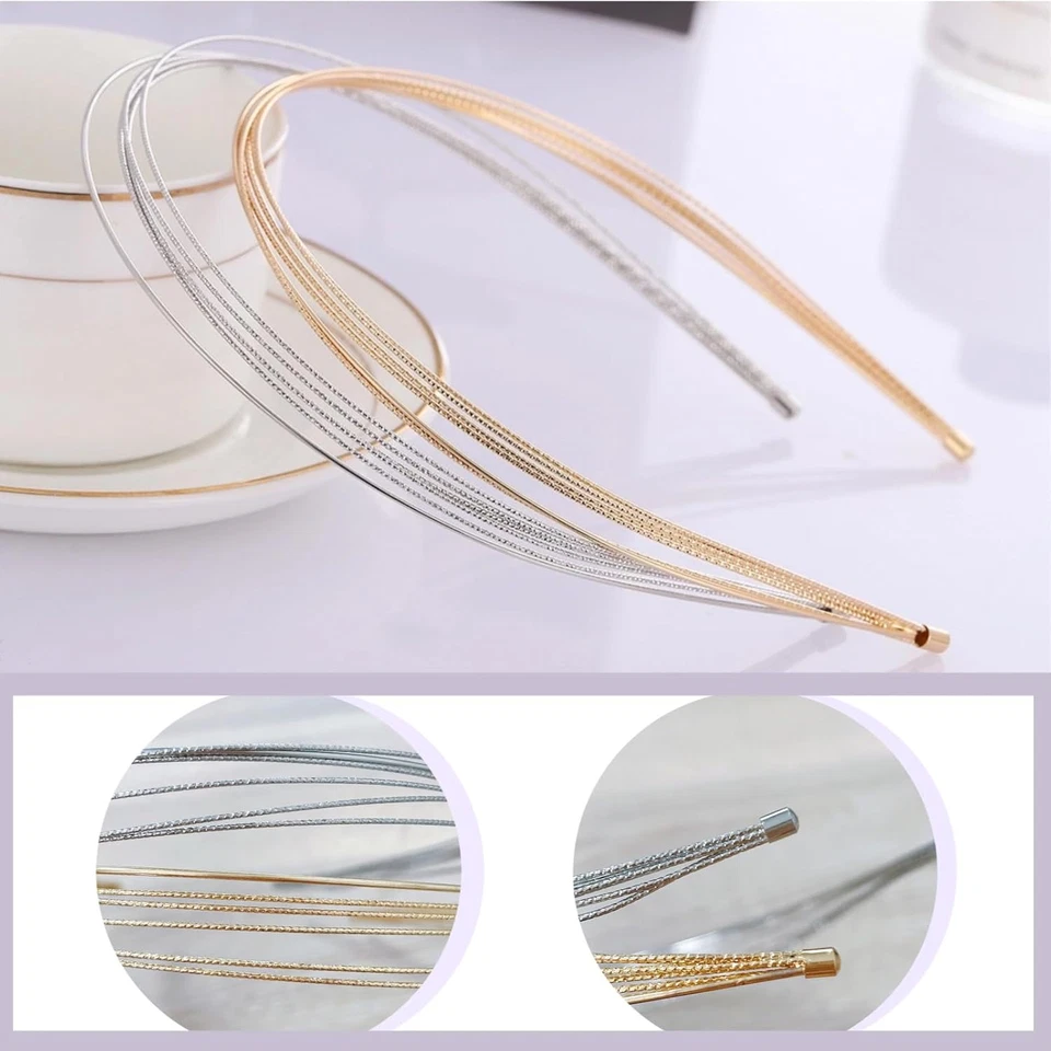 Cerchietto per Capelli in Metallo Multistrato Sottile Da Donna, Elegante Fascia  - Immagine 3 di 4