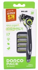 Dorco Pace 7 Blade Shaving 3D Motion 1 Razor Handle + Refill 5 Cartridges