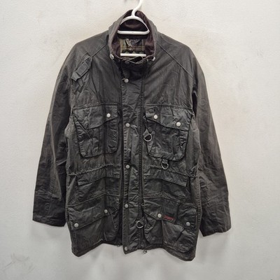 Barbour Dryfly 4oz Wax Waterproof Dark Olive Lightweight Jacket Coat Size Large