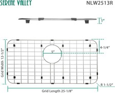 Serene Valley Sink Bottom Grid NLW2513R 25-1/4" x 12-1/2" Rear Drain