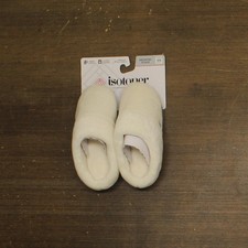 Isotoner Womens Classic Clog Slippers Fuzzy Cozy Ewe White / Gray S 6.5-7 