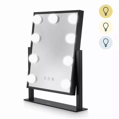 Carmen Kosmetikspiegel Hollywood 9 Birnen schwarz LED Lichter Touch Control USB Typ-C