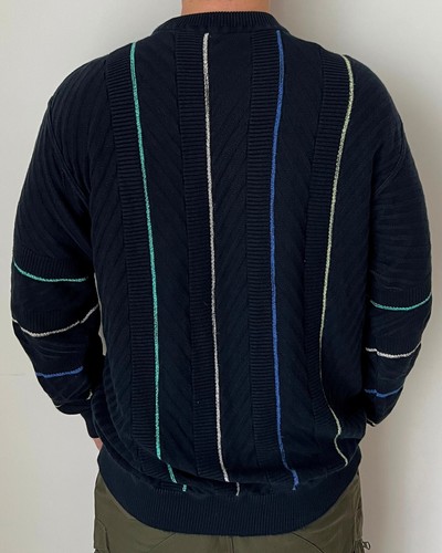 VINTAGE CARLO COLUCCI CHUNKY KNIT SWEATER PULLOVER LIKE A COOGI MEN’S 54 ~ XL - Picture 3 of 5