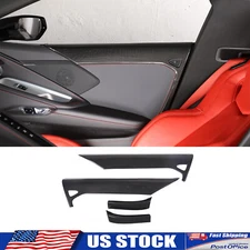 Fits 2020-2024 Corvette C8 interior Door Panel ABS Carbon Fiber trim Cover Set