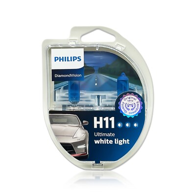 Philips DiamondVision H11 Halogen Headlight Bulbs 12362DVS2 5000K Pack of 2