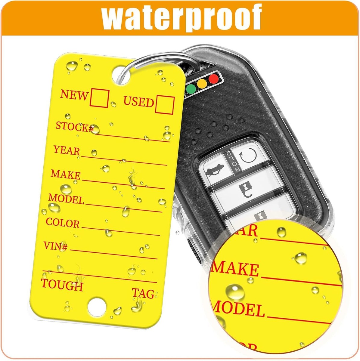 500 Yellow Poly Key Tags With Rings - Key Identification Tags For ...