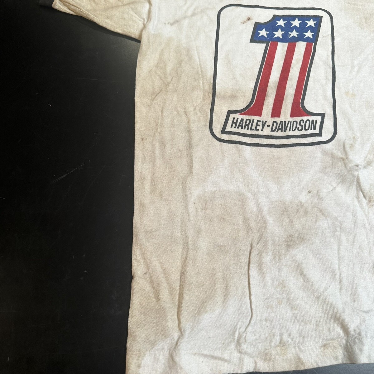 レア 70s champion harley davidson NO.1 vintage harley davidson Tshirt number 1 Champion Blue Bar