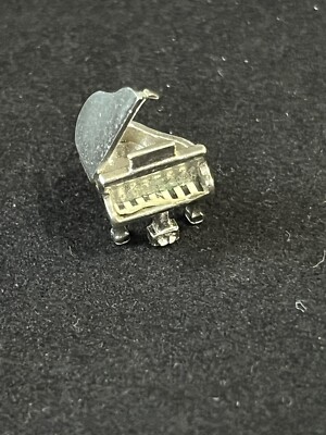 Vintage Wells 3D 925 Sterling Silver Hinged Grand Piano 3D Charm Pendant