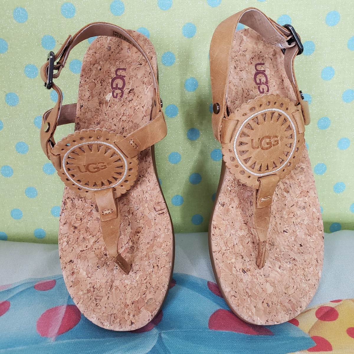 UGG Brown Ayden II Cork Sandals Sz New With Tag Soft Comfort Beach Summer