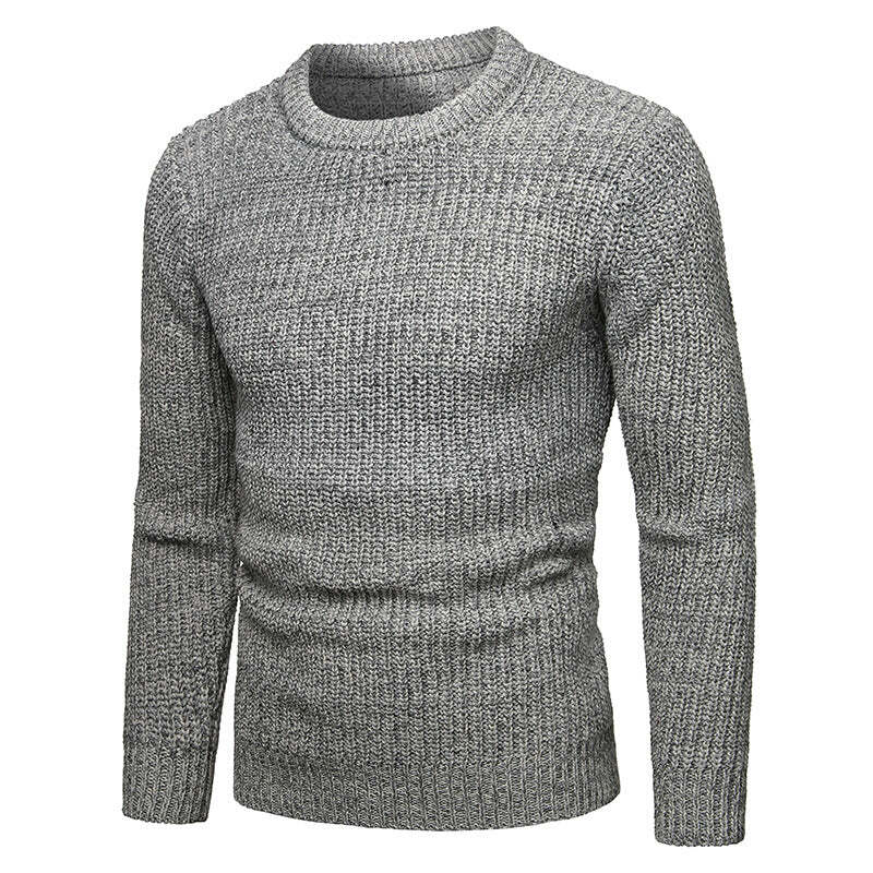 Autumn solid color men's round neck Pullover Sweater