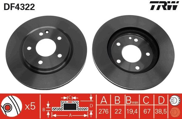 2X TRW DF4322 Bremsscheibe FüR MERCEDES-BENZ-image