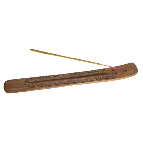 Incense Burner - Wooden Flat Carved Feather - Picture 2 of 2