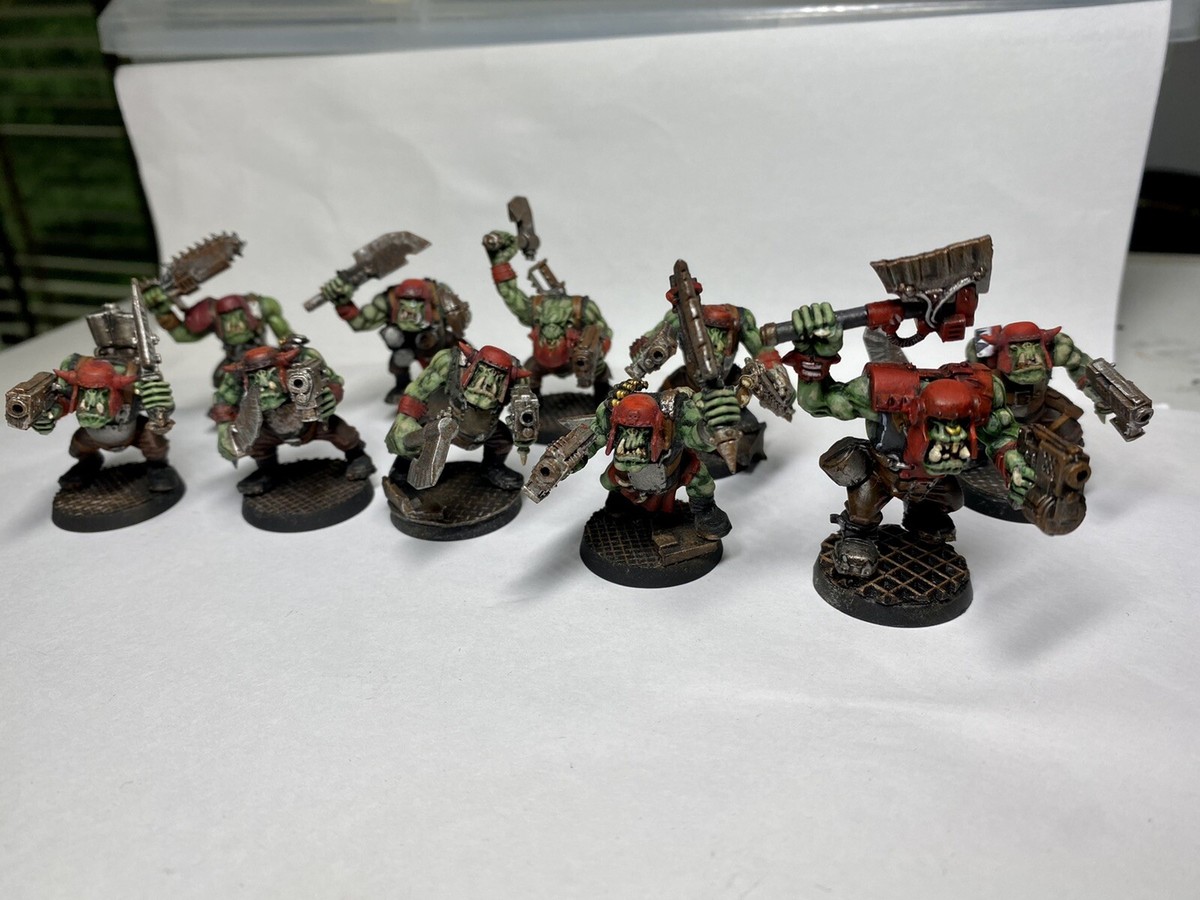 Warhammer 40k Evil Sunz Ork Boyz Choppa & Nob (10) well painted