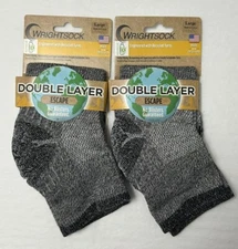 Wrightsock Double Layer Quarter Escape 2-PAIRS LARGE Men 8.5-11.5 Wmn 9.5-11 (W1