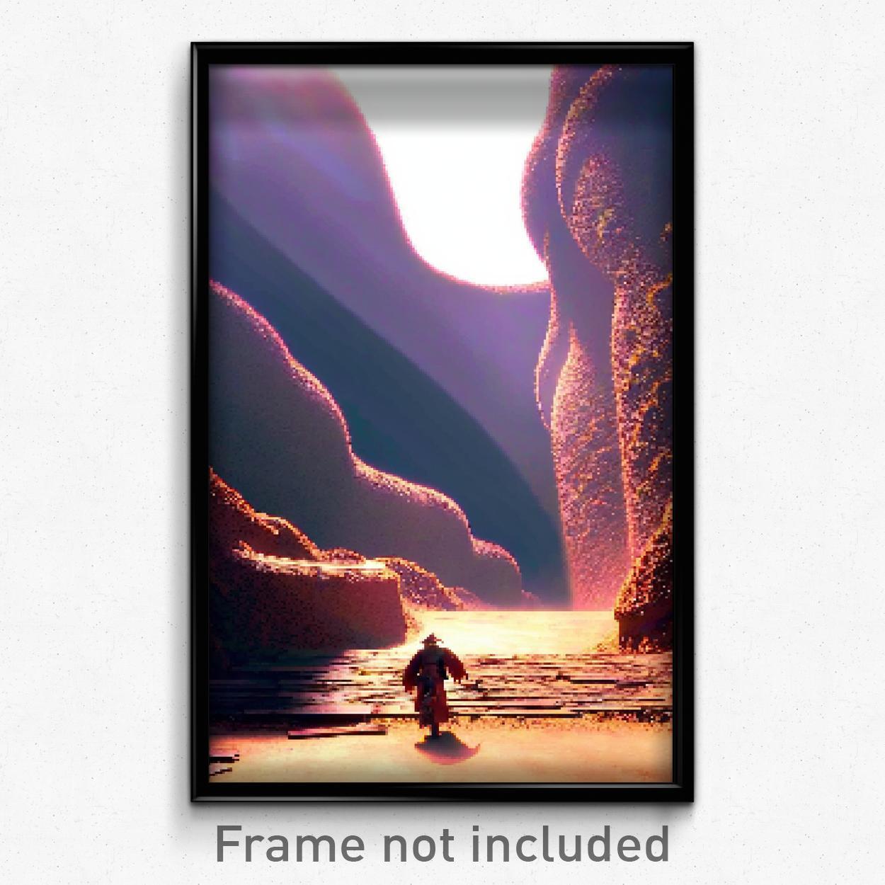 8 Bit Pixel Art Poster - Voluminous Earthworks Psychedelic Gamer Print