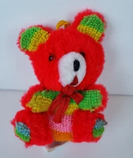 Vintage Dan Brechner Teddy Bear Plush Small Stuffed Animal Toy Red Rainbow