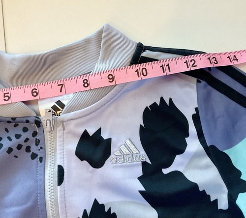 ADIDAS Girls All Over Print Camo FullZip 3Stripe Jacket Size M 10-12 MultiColor - Picture 14 of 16