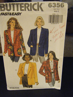 Butterick 6356 Misses Loose Fitting Unlined Jacket Pattern - Size 6/8/10