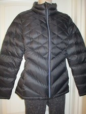 Lucy Navy Blue Quilted Down Filled Jacket, Full Zip, Pockets, M, Nwot