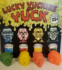 Vintage 4 Lucky Yuckies Yuck Head Set Gumball Vending Machine Toy Prizes   (#38)