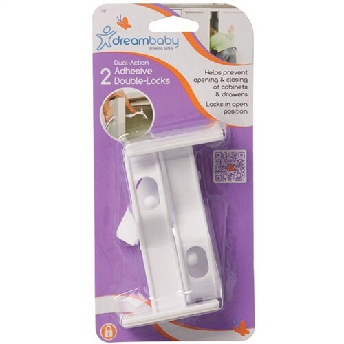 4 x Dreambaby Dual-Action Adhesive Double-Locks - Baby Proofing Safety